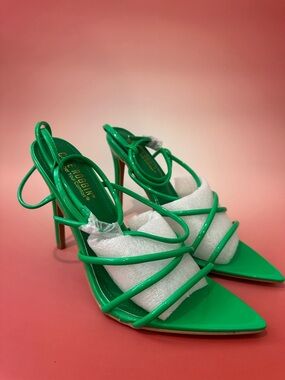 Cape Robbin Emerald Green Strappy Stiletto Heels Sexy Open Toe Statement Sandals